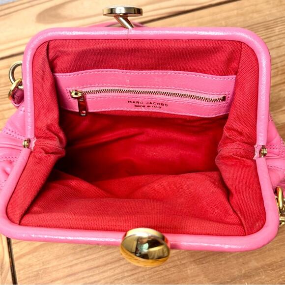 Marc Jacobs Little Stam Quilted Leather Chain Bag Purse Bubble Pink - Picture 12 of 15